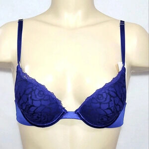32A Lily of France Extreme Ego Boost UW Bra Deep Blue‎ NWT